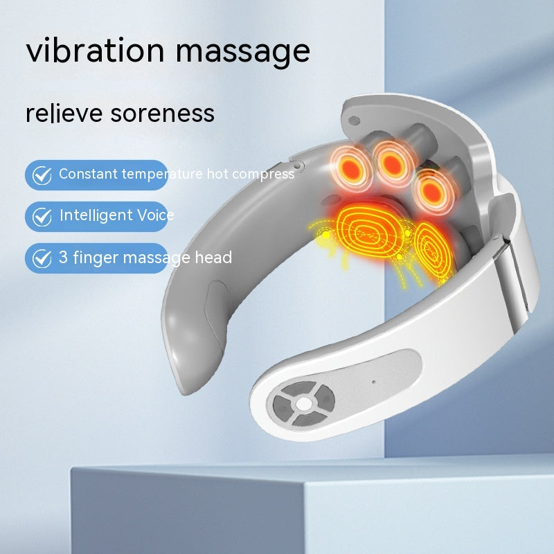 Masajeador de cuello EMS - masaje por vibración con cabezal de 3 dedos y calor constante - Zenvira