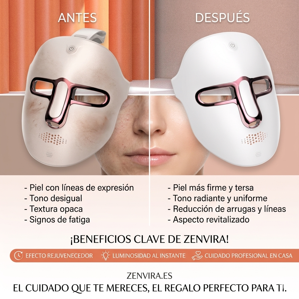 Máscara Facial LED Profesional – Rejuvenecimiento, Antiacné y Terapia de Luz en Casa