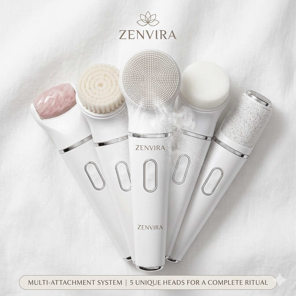 5 En 1 Masajeador Facial y Corporal Eléctrico con Cepillo de Látex