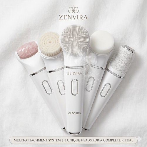 5 En 1 Masajeador Facial y Corporal Eléctrico con Cepillo de Látex